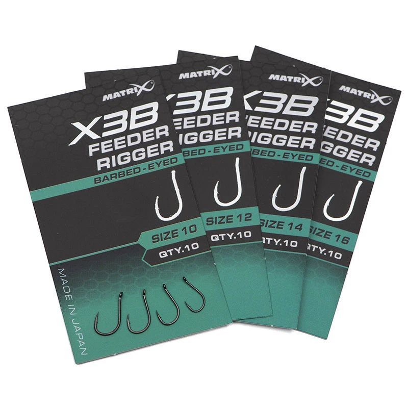 Matrix X3B Feeder Rigger Barbed Eyed Hooks